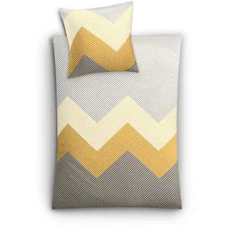 KLEINE WOLKE Lykke Zick-Zack-Muster Gelb 155 x 220 cm + 80 x 80 cm