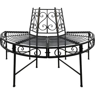 Metall-Gartenbank halbrund Portland - Schwarz