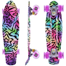 Skateboard für Kinder,Cruiser Skateboard Mädchen Junge Anfänger Jugendliche Erwachsene,56 cm Mini Komplette Skateboard mit 60 Millimeter PU-Rädern,Longboard im Retro-Stil