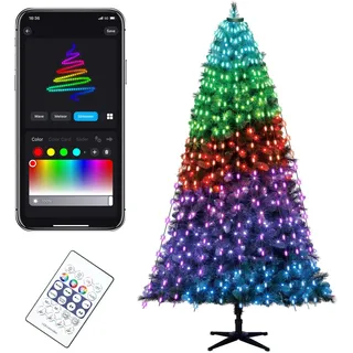 Smart LED Lichterkette Weihnachtsbeleuchtung mit Fernbedienung, 2m x 10 Bunt Weihnachtsbeleuchtung Drinnen und Außen Wasserdicht für Party, Garten, Baum, Weihnachten Deko