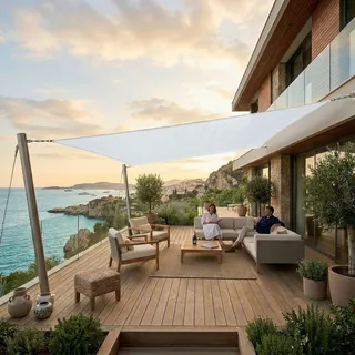 Jardinion Sonnensegel rechteckig 3 x 4m, 180g/m2 Weiß HDPE | Sonnensegel Balkon, Sonnenschutz Terrasse, Sonnendach Garten, Segeltuch winddurchlässig, Beschattung inklusive Befestigung