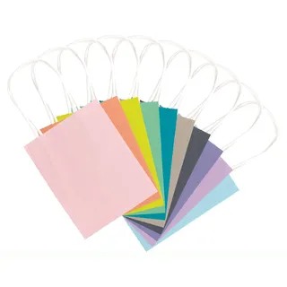 Folia 21219/10 - Papiertüten aus Kraftpapier, Geschenktüten, 10 Stück, ca. 12 x 5,5 x 15 cm, farbig sortiert - zum Basteln, Verzieren und Verschenken