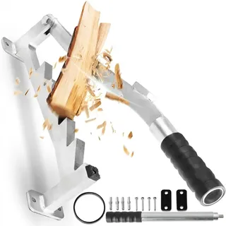 FORSTIX® Wandholzspalter für Anzündholz – Holzspalter manuell | verlängerbarer Doppelgriff | Kaltverzinkt | 5,3 kg | Wandmontage | Holzlänge bis 34 cm | Kein Axtschwung | Sicher & platzsparend