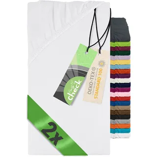 Emily ́s Check 2er-Pack Spannbettlaken für Kinder- und Babybettmatratzen 1493.2123, 60 x 120 cm, Weiß