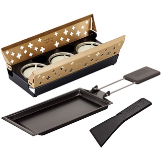 KUHN RIKON Candle Light Mini Schweizerkreuz Raclette Set, gold, Antihaft-Grill-Pfännchen, mit Teelicht