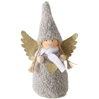 Boltze Home Weihnachtsfigur Amia 16 cm , Grau , Textil , 6x16x9.5 cm , Dekoration, Weihnachtsdekoration