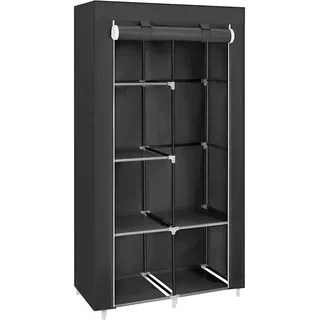 Boxxx Stoffschrank , Schwarz , Metall, Kunststoff, Textil , 4 Fächer , 88x168x45 cm , Typenauswahl , Schlafzimmer, Kleiderschränke, Stoffschrank