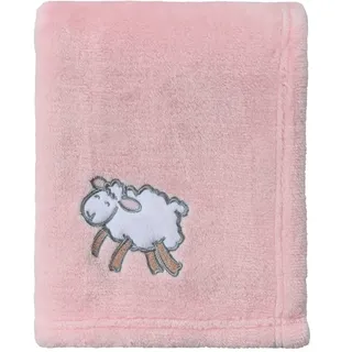 CREVENT 75x 100 cm große, leichte, gemütliche Plüschdecke für Kinderwagen, Babybett, Geburtstag, rosa Schaf