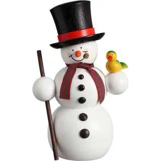 Räucherfigur Schneemann mit Vogel BxHxT 9x15x6,5cm NEU Räuchermann Rauchmann