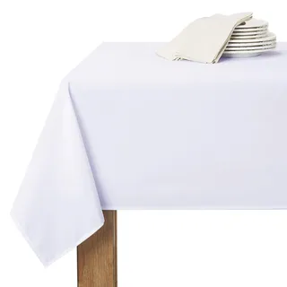 RYB HOME Weiße Tischdecke für Geburtstag und Hochzeit 1 Stück Tischtuch Weiß Abwaschbar Party Wasserdicht Tischwäsche Wohnzimmertisch, H 260 x B 140 cm
