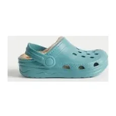 Boys M&S Collection Kids' Fur Lined Clogs (4 Small - 13 Small) - Dusted Aqua, Dusted Aqua - 7 Small