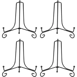 4 Stück Tellerhalter Ständer, Staffelei Tisch, 6 Zoll Tellerständer Metallständer, Schwarze Faltbares Staffelei Ständer, Teller Ständers, für Bilderrahmen Bilderständer Fotoständer Dekoteller Display