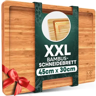 Loco Bird Schneidebrett Holz 45x30cm – Holzbrett groß für die Küche, Schneidbrett mit Saftrille, messerschonender Holzschneidebrett, Bambus Brett, Cutting Board Wood, Chopping Board, Küchenbrett