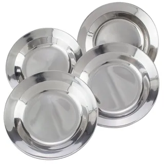 Black Snake® Camping Edelstahl tiefer Teller Set ca. 22-24 cm Durchmesser 2 Stück oder 4 Stück Edelstahl 4er Set