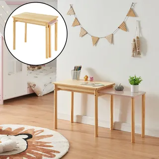 Ausziehbarer Kindertisch 'Skellefteå' Kinderschreibtisch 60x38x52 cm Kiefernholz + MDF Natur/Rosa - Rosa