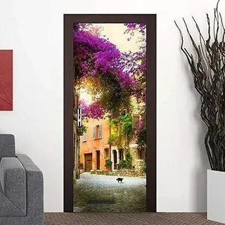 Wallflexi Tür-Frühlingsgarten, Heimdekoration, Wandkunst, Wandbilder, Abziehbilder, Wohnzimmer, Kinderzimmer, Restaurant, Hotel, Café, Büro, Dekor, entfernbar, selbstklebend, Vinyl, mehrfarbig, 200 x