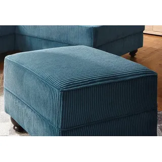 Home Affaire Hocker "King Henry", blau (petrol), B:59cm H:46cm T:59cm, Luxus-Microfaser (100% Polyester);Samtcord »Ribbon« (88% Polyester 12% Polyacryl), Hocker, Polsterhocker, mit Federkern