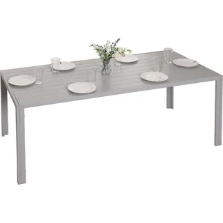 Alu-Esstisch HWC-N40, Tisch Bistrotisch Gartentisch Balkontisch, wetterfest 180x80cm hellgrau - Grau