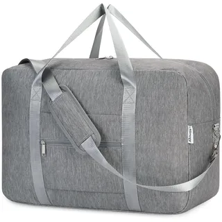 Narwey Handgepäck Tasche für Flugzeug Faltbare Reisetasche Damen Weekender Bag Sporttasche Damen Herren Handgepäck Koffer Groß 40L(Grau)