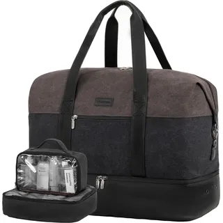 Weekender Reisetasche Herren Handgepäck 56L mit Schuhfach für Reisen Gym - Grau/Schwarz