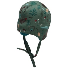 Bild - Baby-Mütze Waldtiere zum Binden in dunkelgrün, Gr.43,
