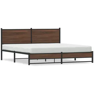 vidaXL Metallbett ohne Matratze Braun Eichen-Optik 160x200 cm