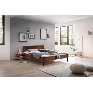 Hasena Massivholzbett Busseto, Farbe: Nussbaum, geölt, verschiedene Größen - 25 cm/160 x 200 cm