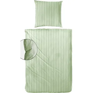 Primera Sommerbettwäsche Gestreift Grün 135 x 200 cm + 80 x 80 cm