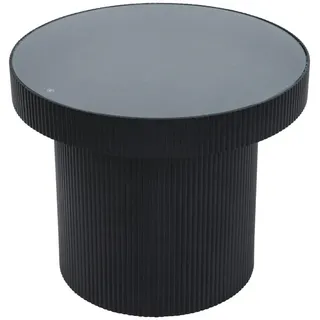 Svita Beistelltisch Miguel mit Glas , Schwarz , Holz , Rund , 59x45x59 cm , Wohnzimmer, Wohnzimmertische, Beistelltische