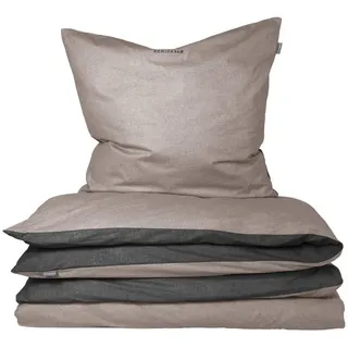 SCHIESSER Wendebettwäsche Beige/Schwarz 155 x 220 cm + 80 x 80 cm