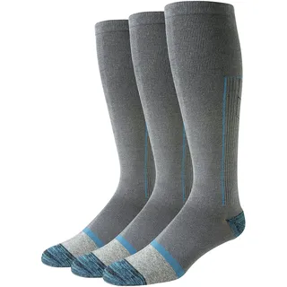 Amazon Essentials Herren Kniehohe Kompressionsstrümpfe, Über Der Wade, Unterstützung Für Beine Und Auf Reisen, 3 Paar, Grau, 41-45