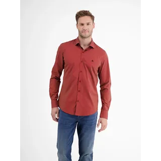 Langarmhemd LERROS "Modisches Hemd mit geometrischem Muster und Haifischkragen", Herren, Gr. S, Normalgrößen, rot (urban rot), 97% Baumwolle, 3% Elasthan, Hemden Langarmhemd