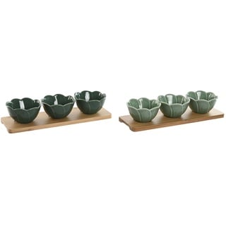 Home ESPRIT Aperitif-Set, Grün, Dunkelgrün, Bambus, tropisches Porzellan, 4-teilig, 32 x 10 x 7 cm (2 Stück)