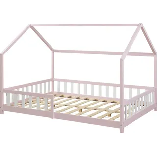 [en.casa] Hausbett Hesel 120 x 200 cm Kiefer rosa