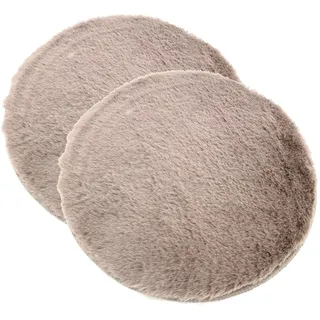 heimtexland 2er Pack Sitzkissen Fellimitat Hase flauschig weich wärmend Stuhlauflage Kunstfell Vegan Fell Sitzauflage Bank Kissen Chalet Deko Holzbank Stuhlkissen Typ838 Cappuccino