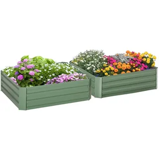 Outsunny Pflanzenbeet-Set 100 x 100 x 30 cm Grün