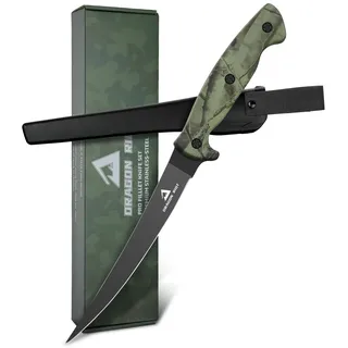 DRAGON RIOT Filetiermesser scharf Fisch, Edelstahl Fischmesser mit Scheide | 21.5 CM Fischfiletmesser mit Ergonomischem Griff, Scharfes Angelmesser für Fisch und Fleisch Geschenke für Männer