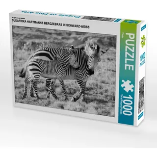 CALVENDO Puzzle Ein Motiv aus dem Kalender SÜDAFRIKA HARTMANNS BERGZEBRAS IN SCHWARZ-WEISS 1000 Teile Puzzle quer | 1000 Teile Lege-Größe 64x48cm Foto-Puzzle für glückliche Stunden