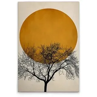 A.S. Création Leinwandbild Baum mit Mond Gold Schwarz - Wandbild in Gold, Beige - 60 x 90 cm - DD131780