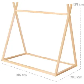 roba Tipibett 70 x 140 cm in Zeltform - Kinderbett nach Montessori Prinzip - FSC zertifiziertem Bambus Holz - Babybett zum Spielen, Lesen & Kuscheln - Natur