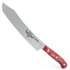 Giesser seit 1776 - Made in Germany - Brotmesser 25 cm Red Diamond, PremiumCut Wave No 1, Wellenschliff, Acryl, rot, rostfrei, deutsches Grillmesser scharf