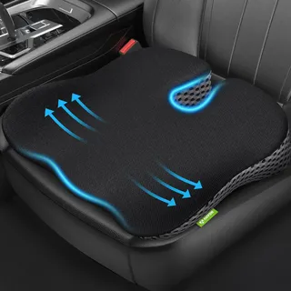 AUVON Keilkissen fürs Auto Stuhl mit U-Form-Design zur Sitzerhöhung & Haltungssupport, Memory Foam Sitzkissen-Auto zur Linderung von Steißbein-, Rücken- und Ischiasschmerzen, rutschfeste Unterseite