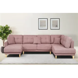 Home Affaire "TRIPLO U-Form wahlweise mit Schlaffunktion, B/T/H: 310/192/90 cm", Schlafsofa, auch mit Bettkasten, Steppung im Rückenkissen,