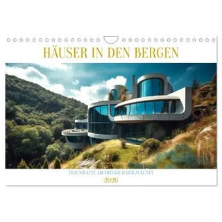Häuser in den Bergen (Wandkalender 2026 DIN A4 quer), CALVENDO Monatskalender: Villen der Zukunft hoch oben (CALVENDO Orte)