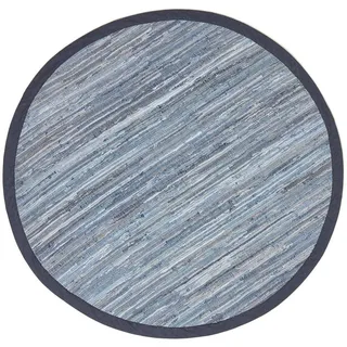 Homescapes Flickenteppich rund aus Recycling-Denim 150 cm , Blau , Textil , Gestreift , Rund , 150x150 cm , Teppiche und Böden, Teppiche
