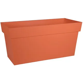 EDA - Muret Toskana 80 cm – Blumenkasten mit Rollen – Volumen 74 l – mit Wasserreservoir und Filtergitter + Bewässerungsrinne – 79 x 35 x 39 cm – Orange Sanderde