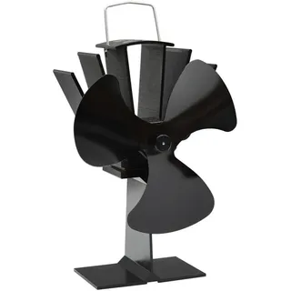 vidaXL Ofenventilator Aluminium Wärmebetrieben 3 Blätter Schwarz