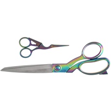 Milward 2189023 Premium Scissors Gift Set – Enthält eine Nähschere und eine Stickschere im Storch-Stil, Metall, Regenbogen, 25.5cm and 11.5cm