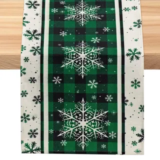 SOMYTING Tischläufer Weihnachten 33x230cm Winterlich Abwaschbar Weihnachtsdekorationskugel Tischläufe Modern Küche Weihnachten Tischläufer für Winter Weihnachtsessen Tisch Deko (Grün)
