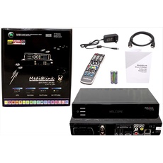 Medialink Kabelreceiver mit Aufnahmefunktion, CI, CX, VFD für Kabel Fernseher TV - Black Panther Kabel Receiver mit alphanumerisches Display, HDMI, Kartenleser, PVR, USB, SCART, LAN + M@tec HDMI Kabel
